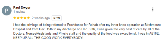 Paul's experience as a rehab patient at Providence.